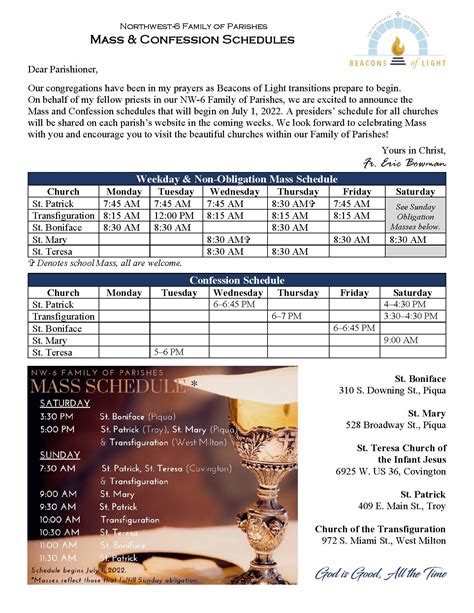 transfiguration malaybalay mass schedule|Mass and Reconciliation Times .